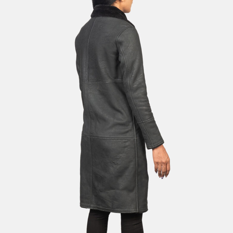 Womens Alina Shearling Black Leather Coat Tilted Back-8-1725279211620